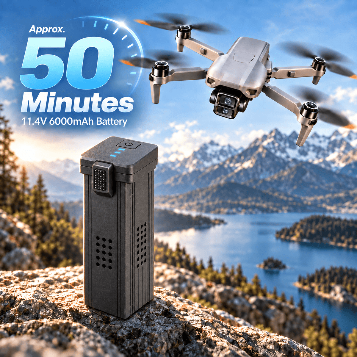 WindVision Optic Pro Dual-Camera Drone with 48MP CMOS & 10X Zoom