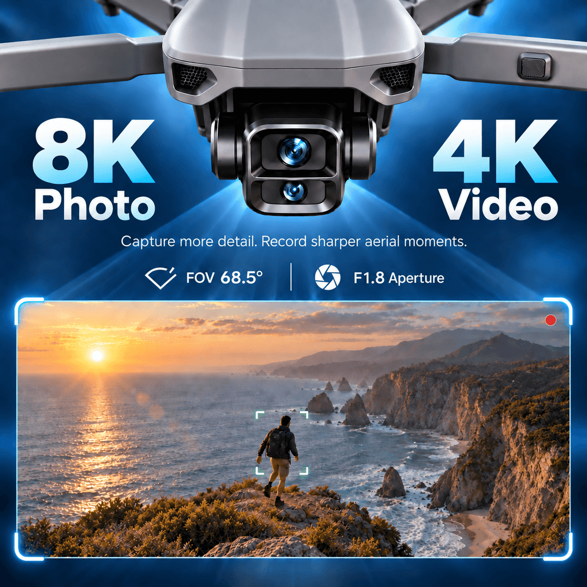 WindVision Optic Pro Dual-Camera Drone with 48MP CMOS & 10X Zoom