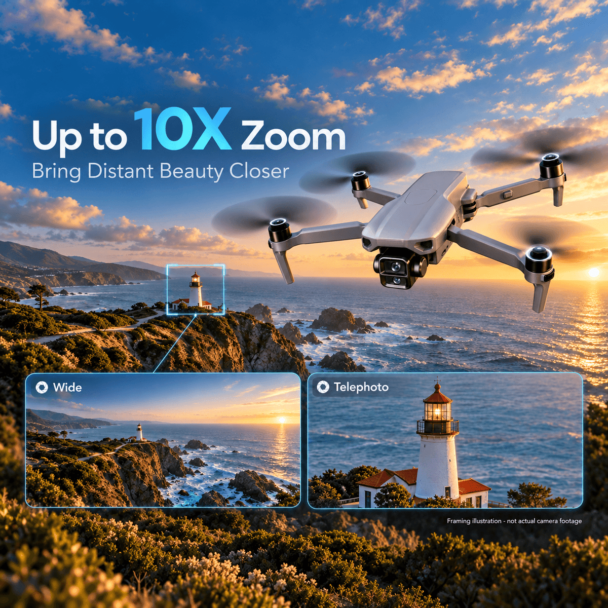 WindVision Optic Pro Dual-Camera Drone with 48MP CMOS & 10X Zoom